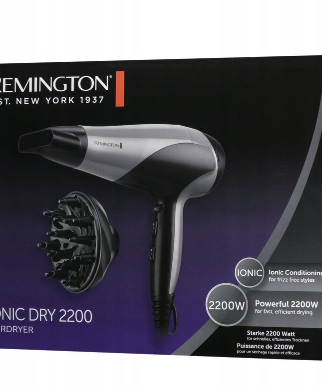 REMINGTON Plaukų džiovintuvas 2200W Patvarus Labai Galingas Jonizacinis Maišelis
