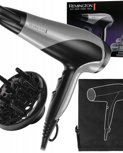 REMINGTON Plaukų džiovintuvas 2200W Patvarus Labai Galingas Jonizacinis Maišelis