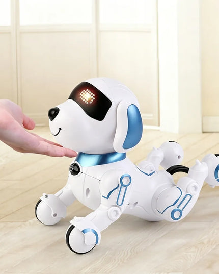 Interaktyvus robotas šuniukas, valdomas nuotoliniu būdu ir programuojamas