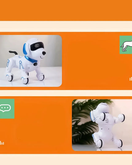 Interaktyvus robotas šuniukas, valdomas nuotoliniu būdu ir programuojamas