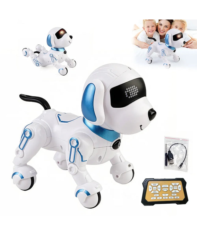 Interaktyvus robotas šuniukas, valdomas nuotoliniu būdu ir programuojamas
