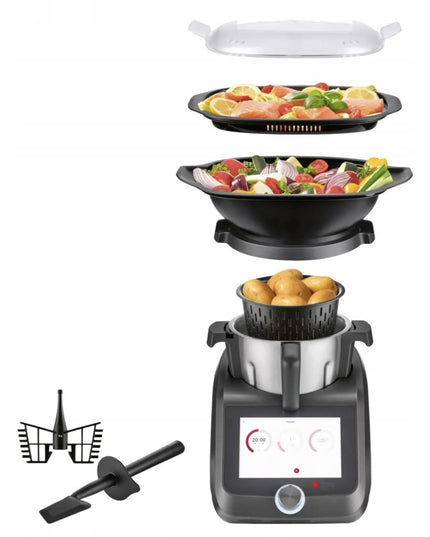 Virtuvinis robotas „SilverCrest Monsieur Cuisine Smart 2025“, antracito spalvos, su Wi-Fi ir programėle
