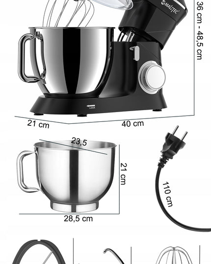 Virtuvės kombainas planetinis maišytuvas 6,5 L rinkinys didelis dubuo daugiafunkcinis 2000 W