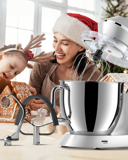 Virtuvinis kombainas planetinis maišytuvas daugiafunkcis rinkinys sidabrinis 6,5L 2000W