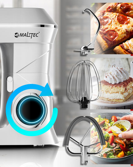 Virtuvinis kombainas planetinis maišytuvas daugiafunkcis rinkinys sidabrinis 6,5L 2000W