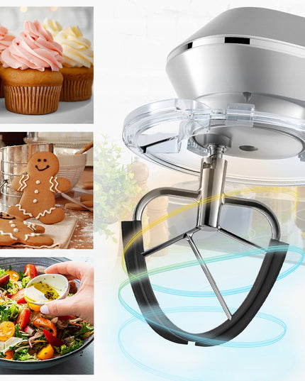 Virtuvinis kombainas planetinis maišytuvas daugiafunkcis rinkinys sidabrinis 6,5L 2000W