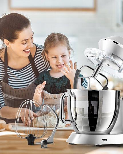 Virtuvinis kombainas planetinis maišytuvas daugiafunkcis rinkinys sidabrinis 6,5L 2000W