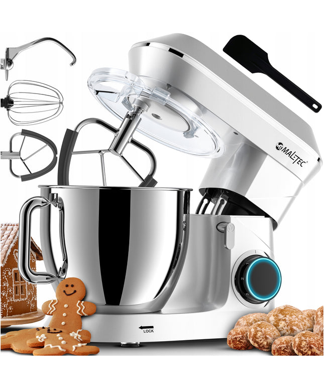 Virtuvinis kombainas planetinis maišytuvas daugiafunkcis rinkinys sidabrinis 6,5L 2000W