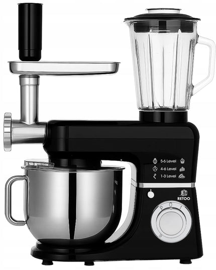 Planetarinis virtuvės kombainas su dubeniu, trintuve ir mėsos malūnėliu „Retoo CookMaster“ 5in1 3200W