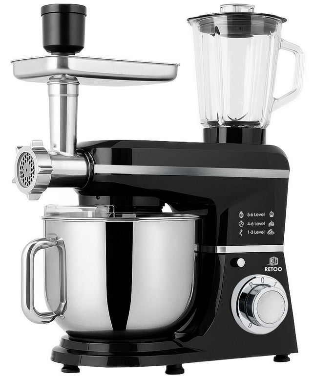 Planetarinis virtuvės kombainas su dubeniu, trintuve ir mėsos malūnėliu „Retoo CookMaster“ 5in1 3200W