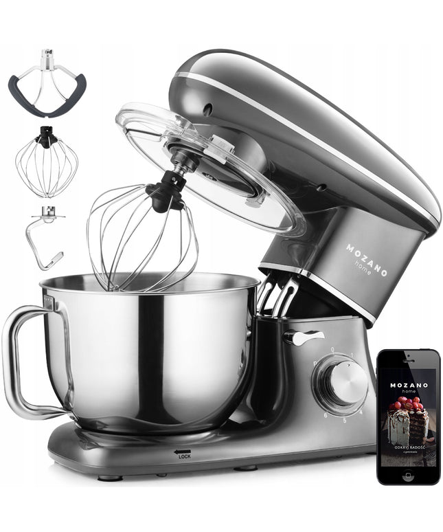 Planetinis virtuvinis maišytuvas su 3 maišytuvais, 6.2L dubuo, galingas + receptai