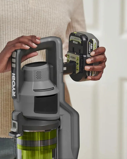 RYOBI RSVS18-1C20G vertikalusis dulkių siurblys, 30 AW, 18 V, 2,0 Ah akumuliatorius ir įkroviklis