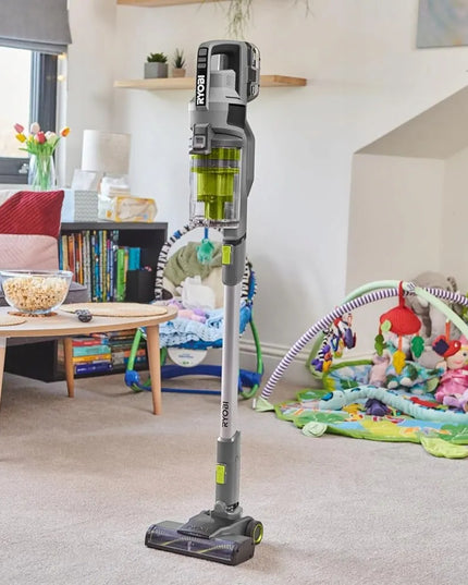 RYOBI RSVS18-1C20G vertikalusis dulkių siurblys, 30 AW, 18 V, 2,0 Ah akumuliatorius ir įkroviklis