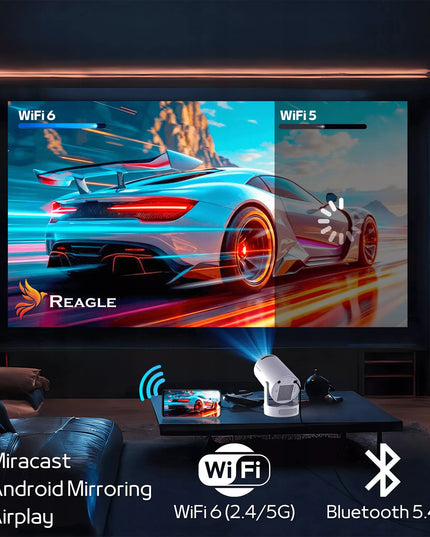 Mini LED projektorius Reagle R-MOVIELUM-P10, Android 14, 4K, nešiojamas, Smart TV, WiFi, 2026 m. modelis