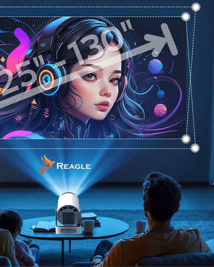 Mini LED projektorius Reagle R-MOVIELUM-P10, Android 14, 4K, nešiojamas, Smart TV, WiFi, 2026 m. modelis