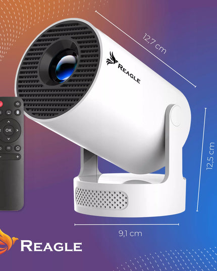 Mini LED projektorius Reagle R-MOVIELUM-P10, Android 14, 4K, nešiojamas, Smart TV, WiFi, 2026 m. modelis