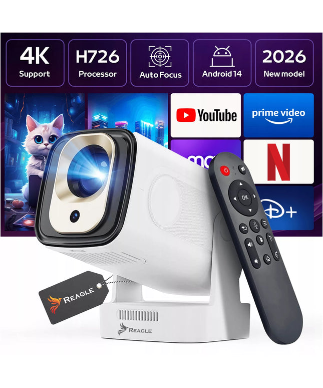 Mini LED projektorius Reagle R-MOVIELUM-P30, Android 14, 4K, Smart TV, Wi-Fi