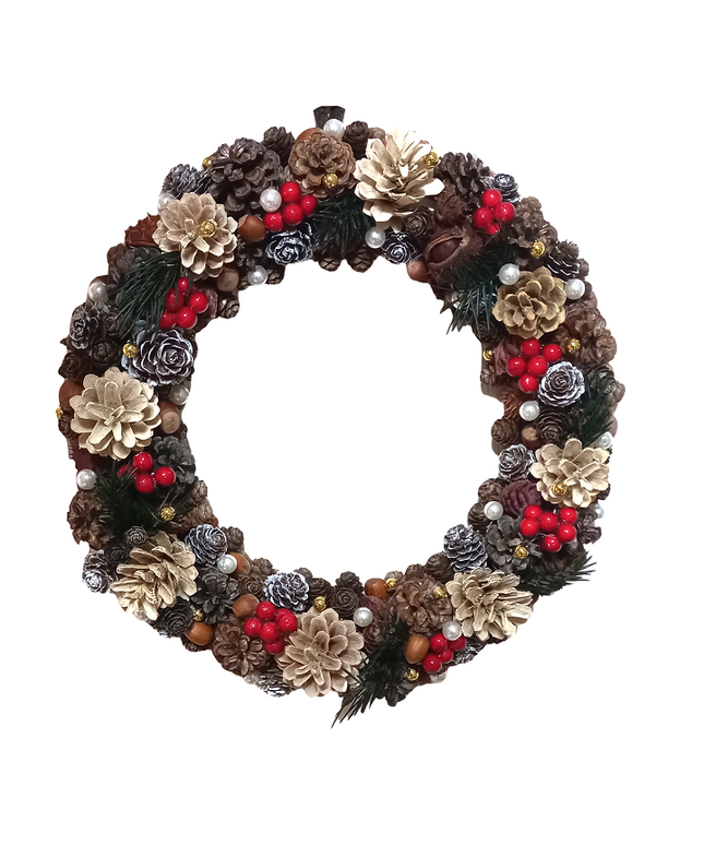 Rankų darbo Kalėdinis vainikas ant durų "Kalėdų dvasia"