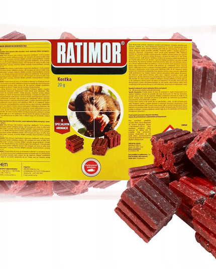 „RATIMOR“ rodenticidas pelėms ir žiurkėms, raudoni vaško blokeliai, bromadiolonas, 3 kg