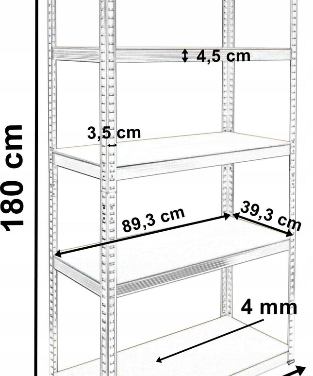 Sandėliavimo stelažas 5 lygmenų 875 kg 180 x 90 x 40 cm