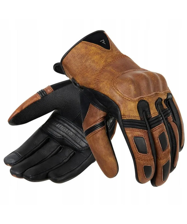 Odinės motociklininko pirštinės Rebelhorn Thug II Vintage Brown S