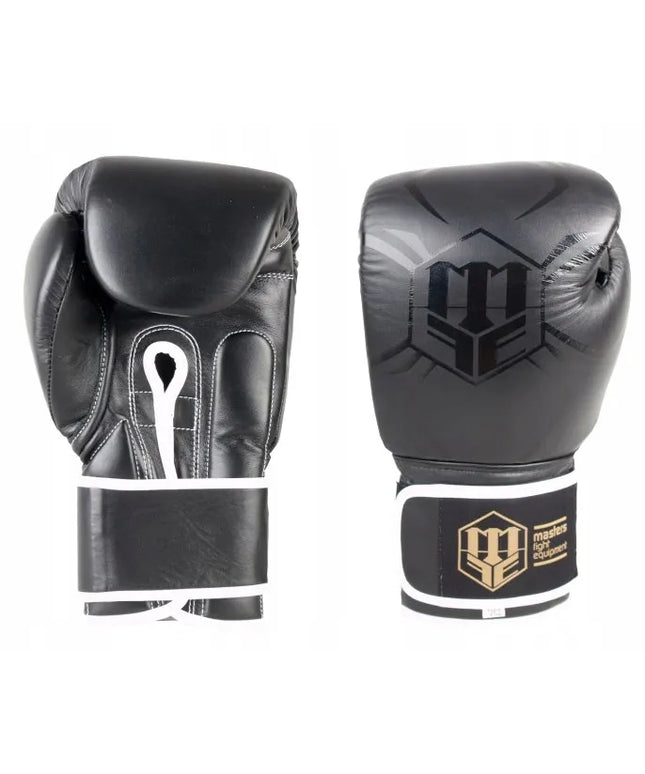 MASTERS RBT-BLACK/BLACK odinės bokso pirštinės 14 oz