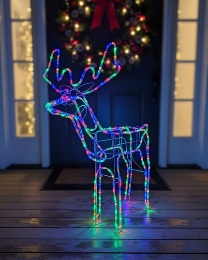 Kalėdinis LED Elnias Šviečiantis Lauko Figūrėlė XXL Didelis 125 Spalvotas