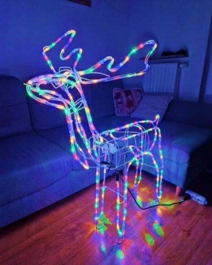 Kalėdinis LED Elnias Šviečiantis Lauko Figūrėlė XXL Didelis 125 Spalvotas