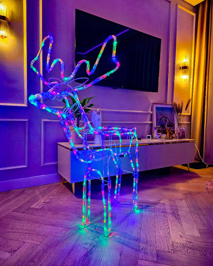 Kalėdinis LED Elnias Šviečiantis Lauko Figūrėlė XXL Didelis 125 Spalvotas
