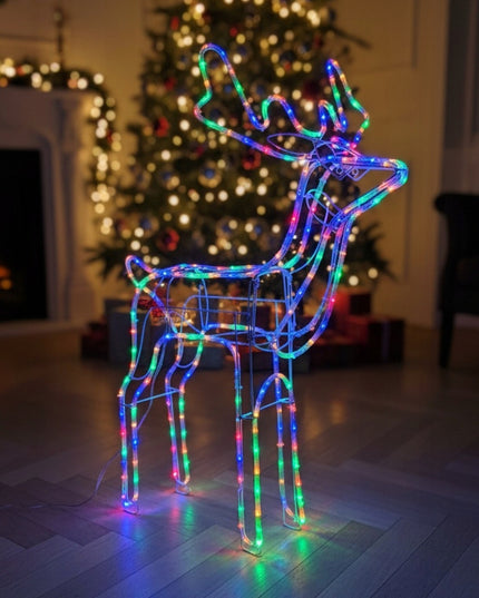 Kalėdinis LED Elnias Šviečiantis Lauko Figūrėlė XXL Didelis 125 Spalvotas