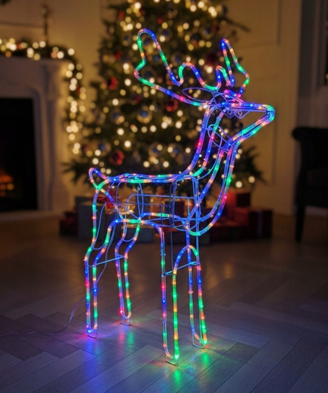 Kalėdinis LED Elnias Šviečiantis Lauko Figūrėlė XXL Didelis 125 Spalvotas