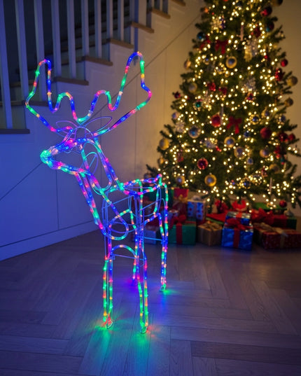 Kalėdinis LED Elnias Šviečiantis Lauko Figūrėlė XXL Didelis 125 Spalvotas