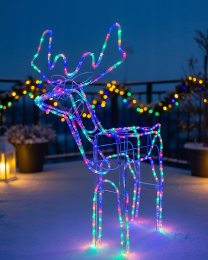 Kalėdinis LED Elnias Šviečiantis Lauko Figūrėlė XXL Didelis 125 Spalvotas