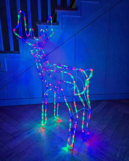 Kalėdinis LED Elnias Šviečiantis Lauko Figūrėlė XXL Didelis 125 Spalvotas