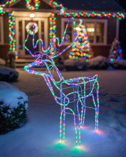 Kalėdinis LED Elnias Šviečiantis Lauko Figūrėlė XXL Didelis 125 Spalvotas