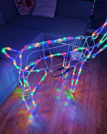 Kalėdinis LED Elnias Šviečiantis Lauko Figūrėlė XXL Didelis 125 Spalvotas