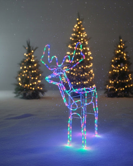 Kalėdinis LED Elnias Šviečiantis Lauko Figūrėlė XXL Didelis 125 Spalvotas