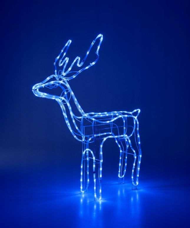 Kalėdinis LED Elnias, Šviečianti Lauko Figūrėlė, XXL Dydžio 125 cm Mėlynas