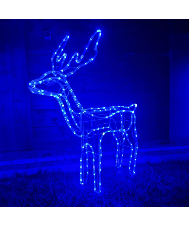 Kalėdinis LED Elnias, Šviečianti Lauko Figūrėlė, XXL Dydžio 125 cm Mėlynas