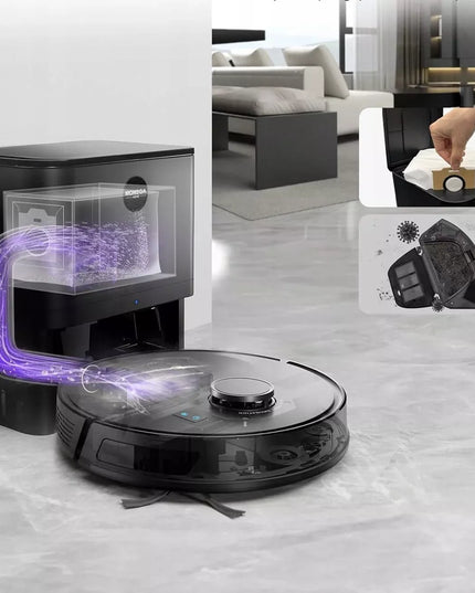 MONSGA MS1 MAX robotas siurblys-šluostė su savaiminio ištuštinimo stotele