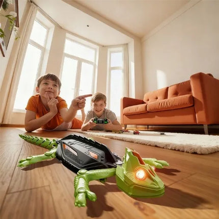 Nuotoliniu būdu valdomas robotas gekonas, ropojantis sienomis, su LED apšvietimu, įkraunamas, dovana vaikams