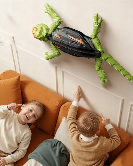 Nuotoliniu būdu valdomas sienomis ropojantis LED gekonas, įkraunamas žaislas vaikams