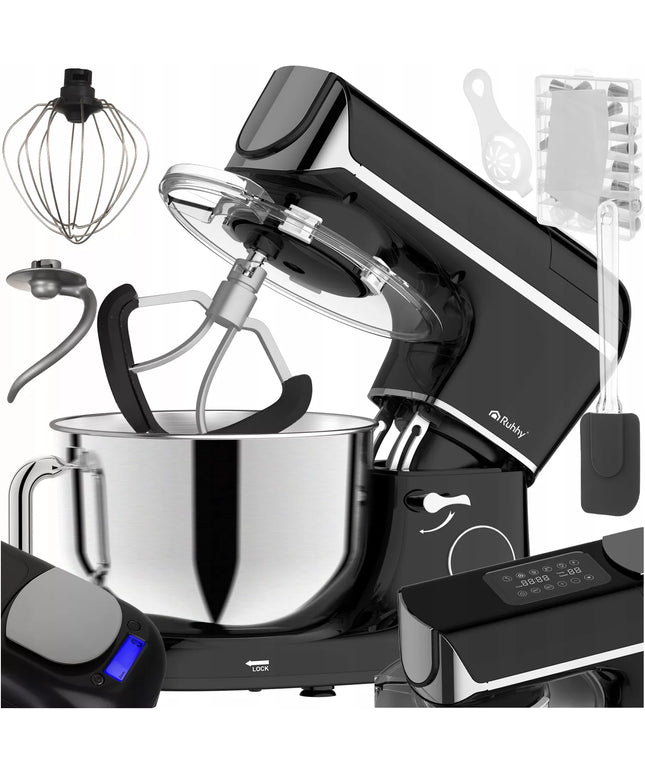 Planetarinis virtuvės kombainas Ruhhy 2000 W, juodas, su šildomu 5,5 l dubeniu