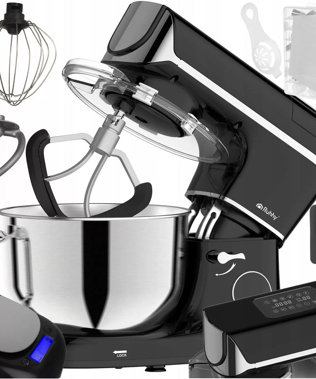 Planetarinis virtuvės kombainas Ruhhy 2000 W, juodas, su šildomu 5,5 l dubeniu