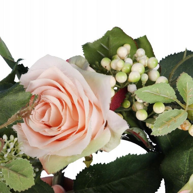 Romantiškas rožių vainikas, 20 cm skersmens, Kalėdinė stalo puošmena