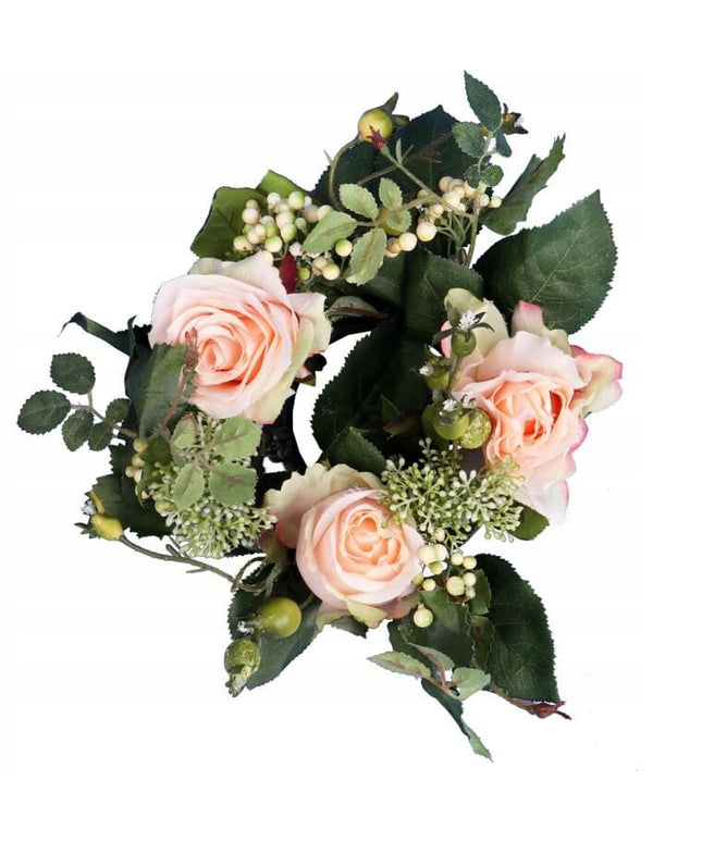 Romantiškas rožių vainikas, 20 cm skersmens, Kalėdinė stalo puošmena