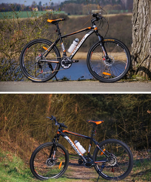 MalTrack Team Orange 26" MTB kalnų dviratis, 18 Shimano pavarų, diskiniai stabdžiai