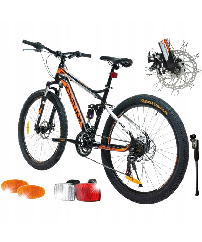 MalTrack Team Orange 26" MTB kalnų dviratis, 18 Shimano pavarų, diskiniai stabdžiai