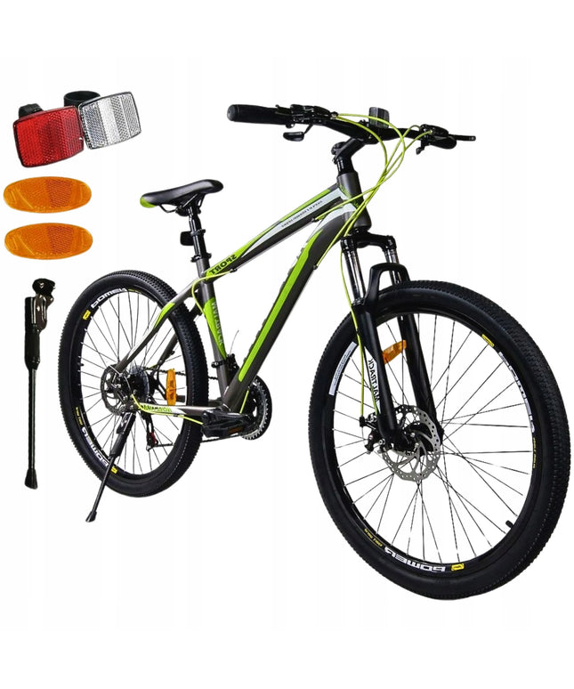 Kalnų dviratis Shimano 21 pavara, diskiniai stabdžiai, 18" rėmas, 26" ratai, ŽALIAS