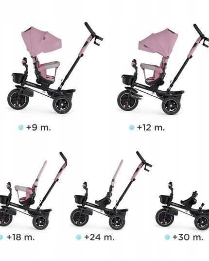 Vaikiškas triratis sulankstomas 5in1 dviratukas-vežimėlis SPINSTEP Kinderkraft rožinis